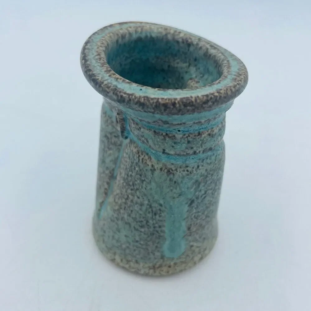 Studio Art Pottery Hand Made Floral Frog Organic Shape Mini Bud Vase OOAK